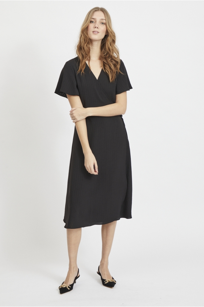 VILOVIE S/S WRAP MIDI DRESS - NOOS 14059666 Black